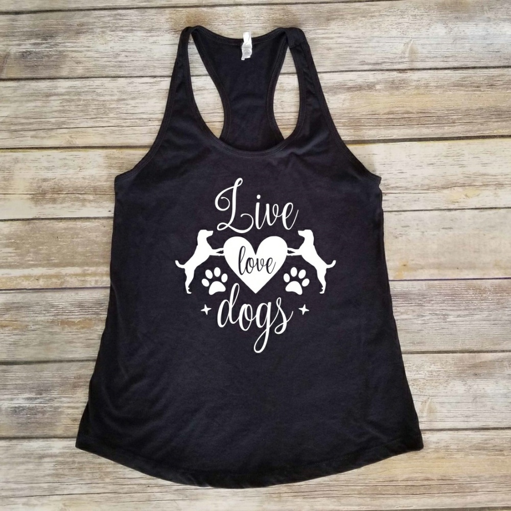 Live Love Dogs - tank top with hearts & paws